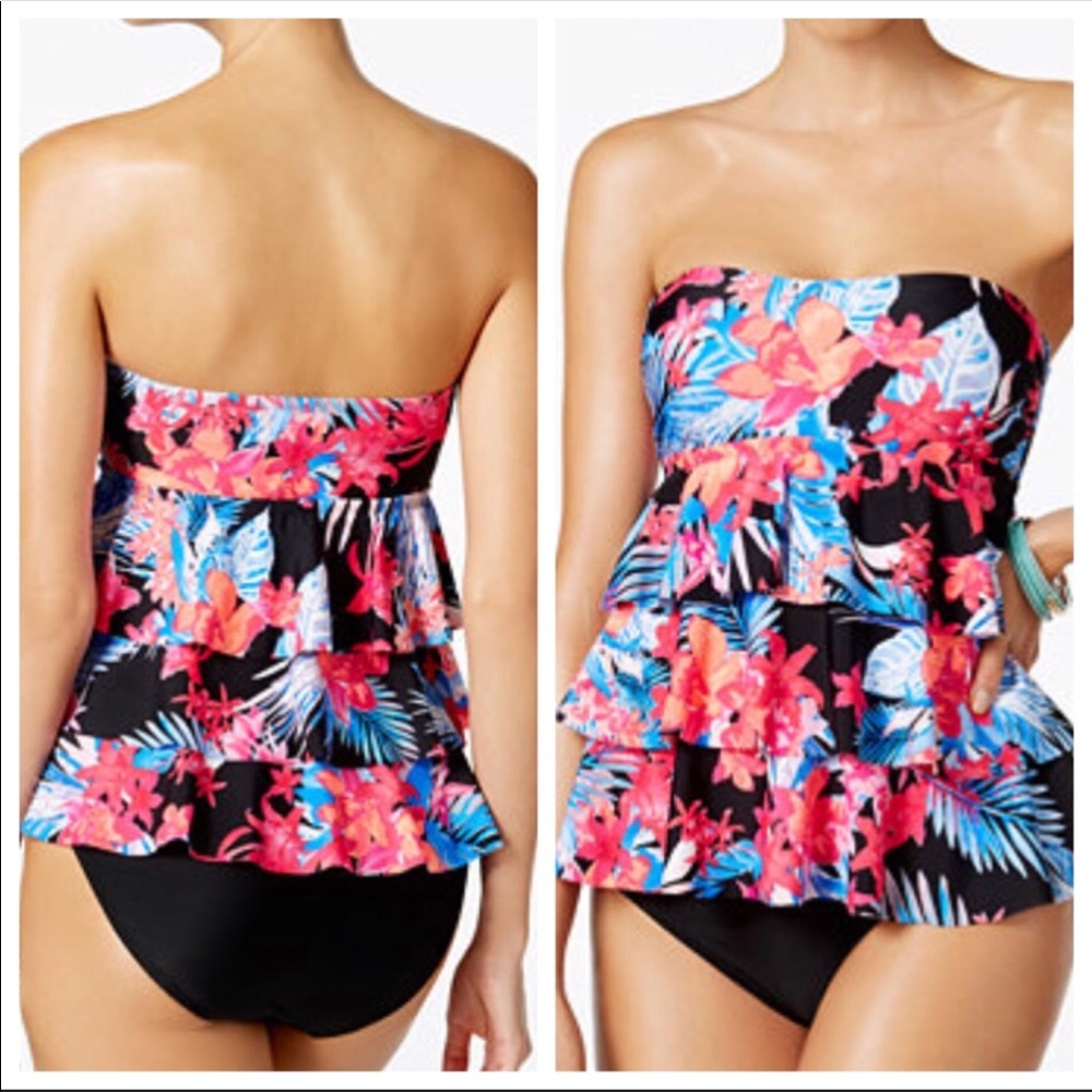 Island Escape floral tiered tankini top